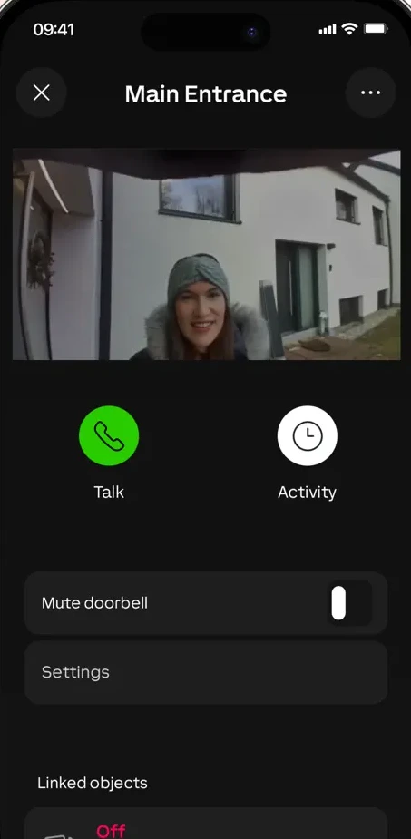 Loxone-app met de intercom bij de voordeur